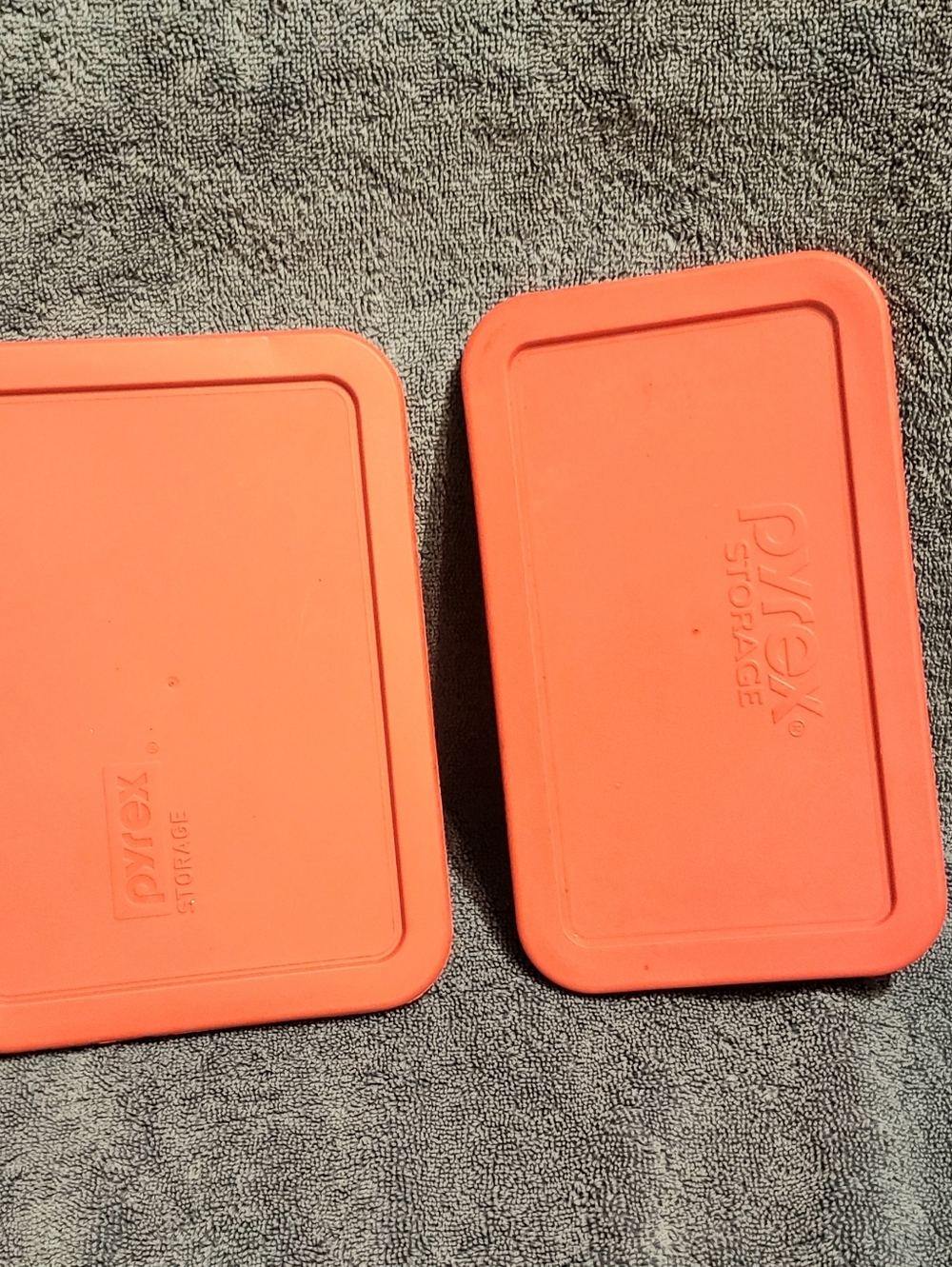 Vintage PYREX Set Of 2 Storage  Plastic Lids # 7210- PC, # 7214 - PC RED